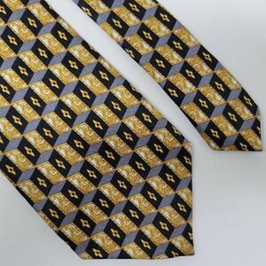 RICHEL SPAIN TIE GOLD BLACK GRAY BAROQUE 3.75"